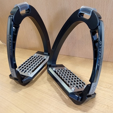 Estribos ACAVALLO Alupro AC607 ultraligero, color negro - Imagen 1