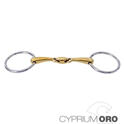 Filete anillas SEFTON inox CIPRIUM ORO embocadura hueca partida doble, grosor 18mm, medida 12,5 cm - Imagen 1