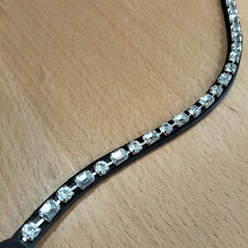 Frontalera HKM modelo Amazing cuero negro, cristales blancos TALLA COB - Imagen 1