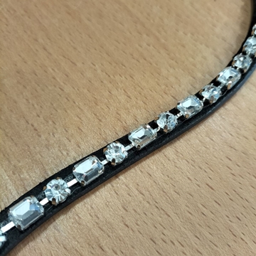 Frontalera HKM modelo Amazing cuero negro, cristales blancos TALLA COB - Imagen 2