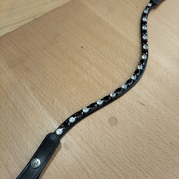 Frontalera HKM modelo Amazing cuero negro, cristales blancos y negros TALLA COB - Imagen 1