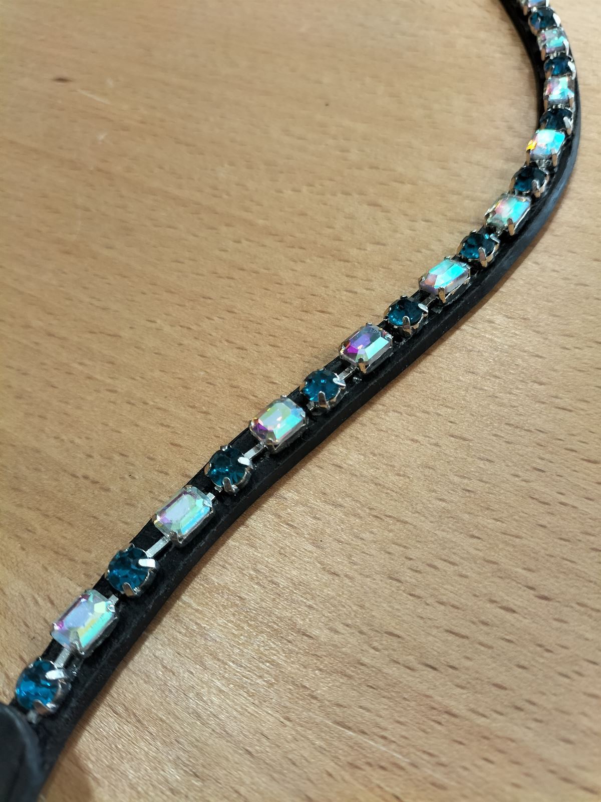 Frontalera HKM modelo Amazing cuero negro, cristales tornasol TALLA COB - Imagen 1