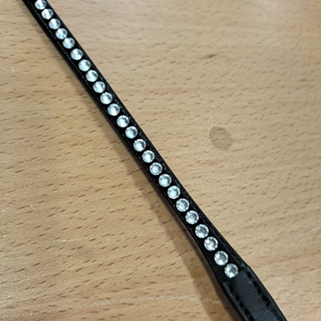 Frontalera HKM modelo Leni cuero negro, cristales blancos TALLA COB - Imagen 2