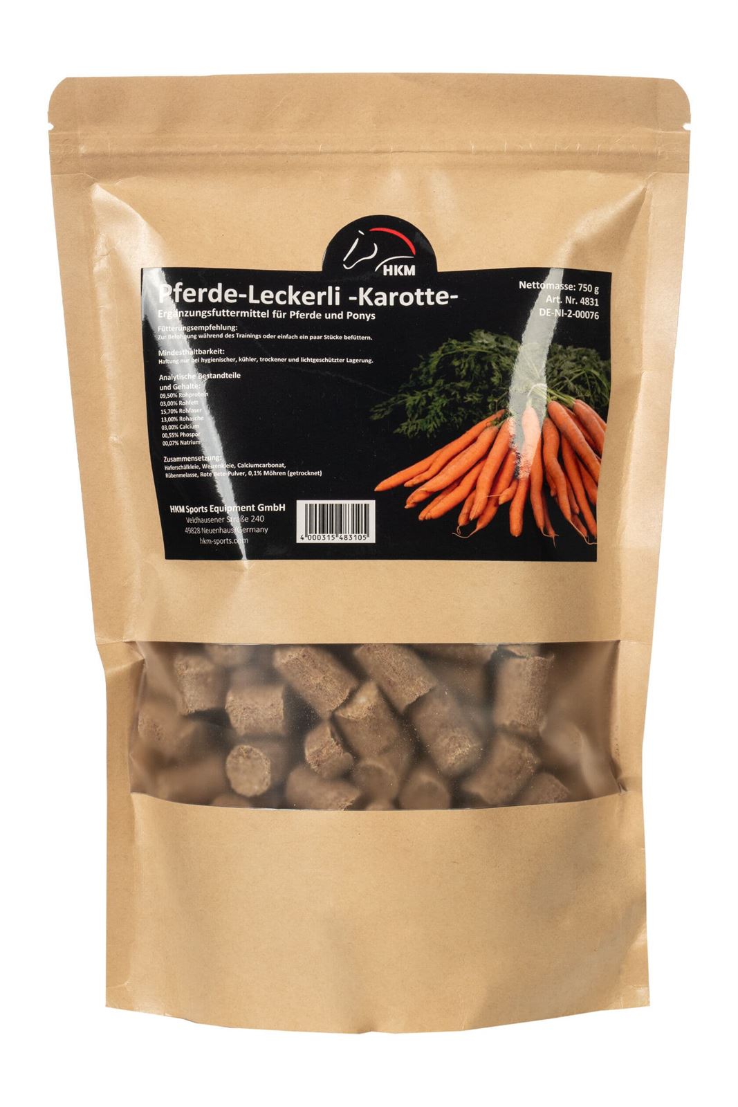 Golosinas HKM para el caballo CON CEREALES, sabor zanahoria bolsa - Imagen 1