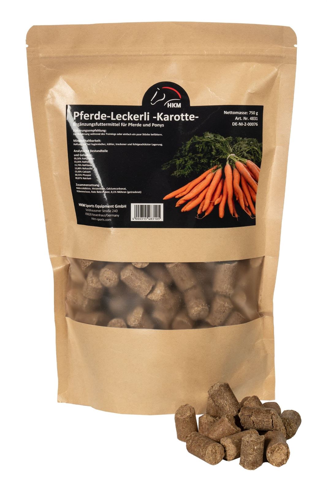 Golosinas HKM para el caballo CON CEREALES, sabor zanahoria bolsa - Imagen 2
