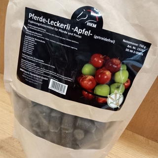 Golosinas HKM para el caballo SIN CEREALES, sabor manzana bolsa - Imagen 1