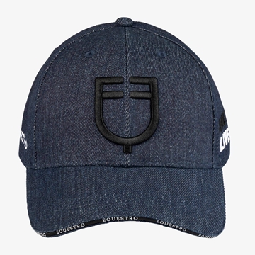 Gorra visera EQUESTRO tejido denim azul vaquero logo negro talla única - Imagen 2