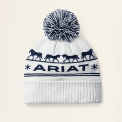 Gorro ARIAT Apres Ski Beanie color hielo/azul marino y pompón - Imagen 1