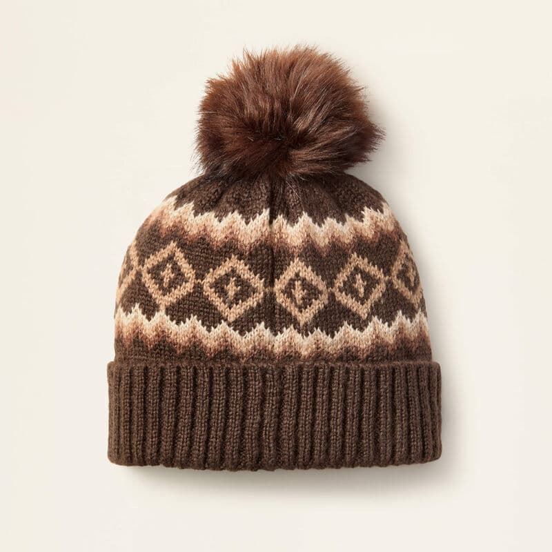 Gorro ARIAT Bristol Beanie color marrón, con forro polar y pompón - Imagen 2