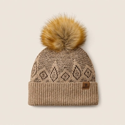 Gorro ARIAT Willow Beanie color marrón clarito, con forro polar y pompón - Imagen 1