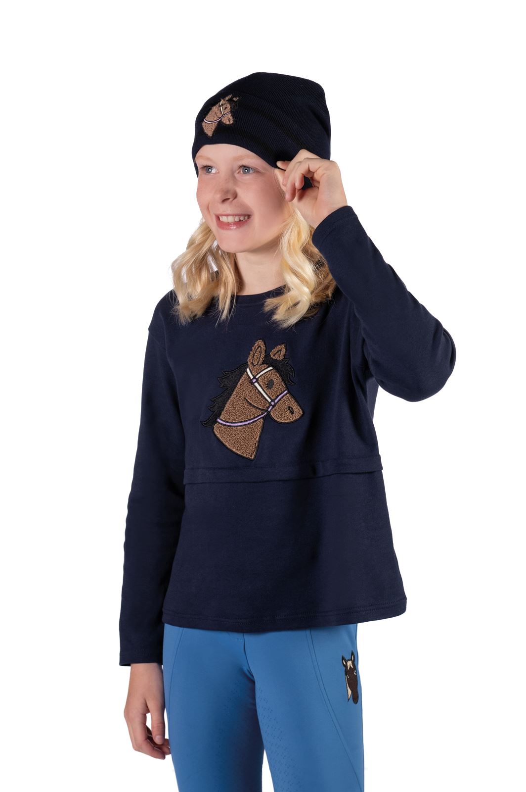 Gorro HKM Sports Equipment unisex azul marino  (talla infantil) - Imagen 3