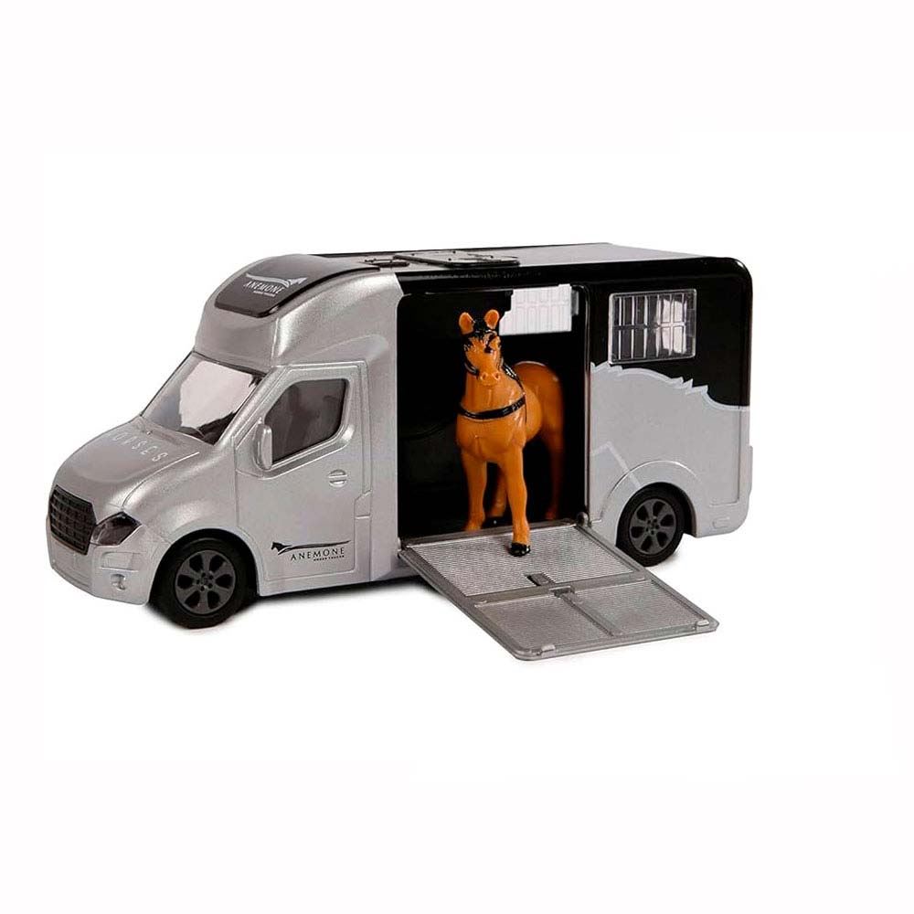 Juguete Van caballos con camioneta gris/negra - Imagen 1