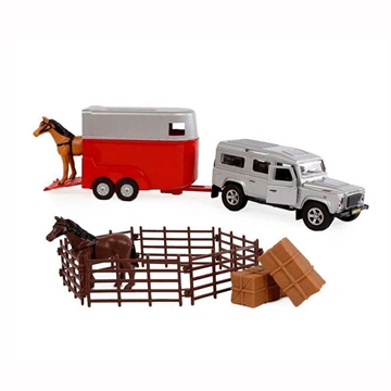 Juguete Van caballos con Land Rover gris - Imagen 1