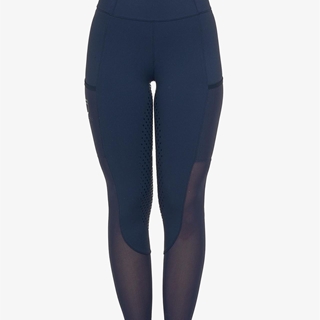 Legging EQUESTRO mujer, fino, con tejido mesh, grip en culera color azul marino - Imagen 2