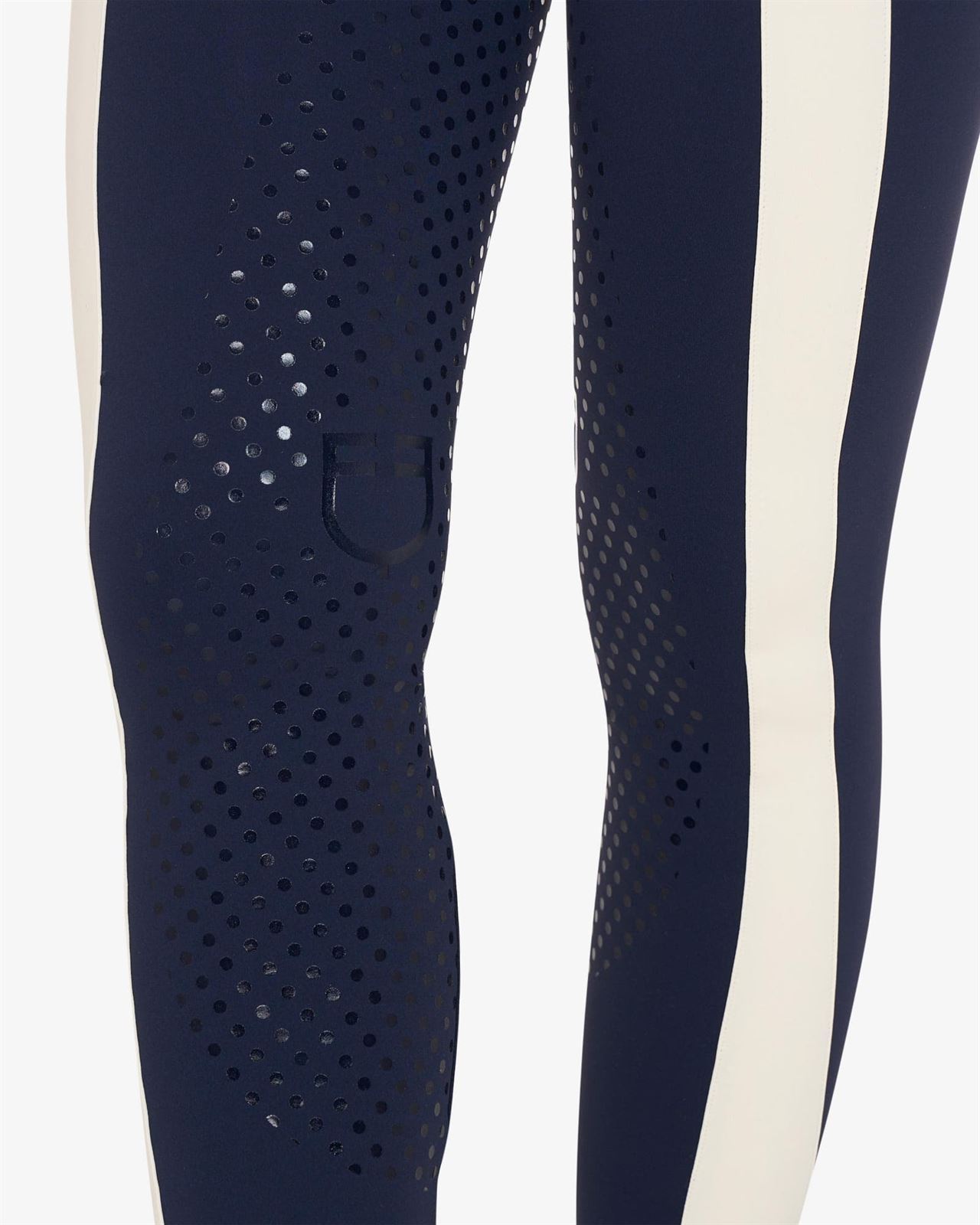 Legging EQUESTRO mujer, grip en culera color azul marino/beige - Imagen 6