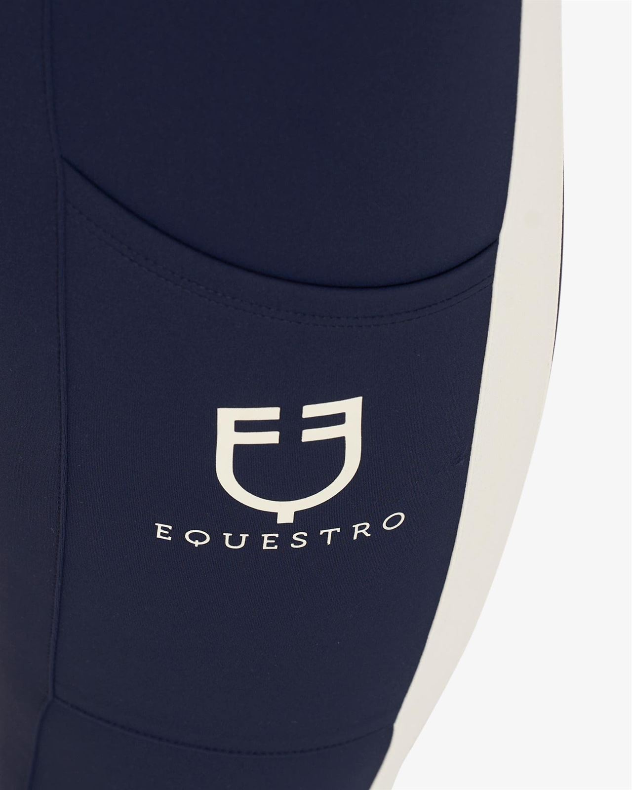 Legging EQUESTRO mujer, grip en culera color azul marino/beige - Imagen 7