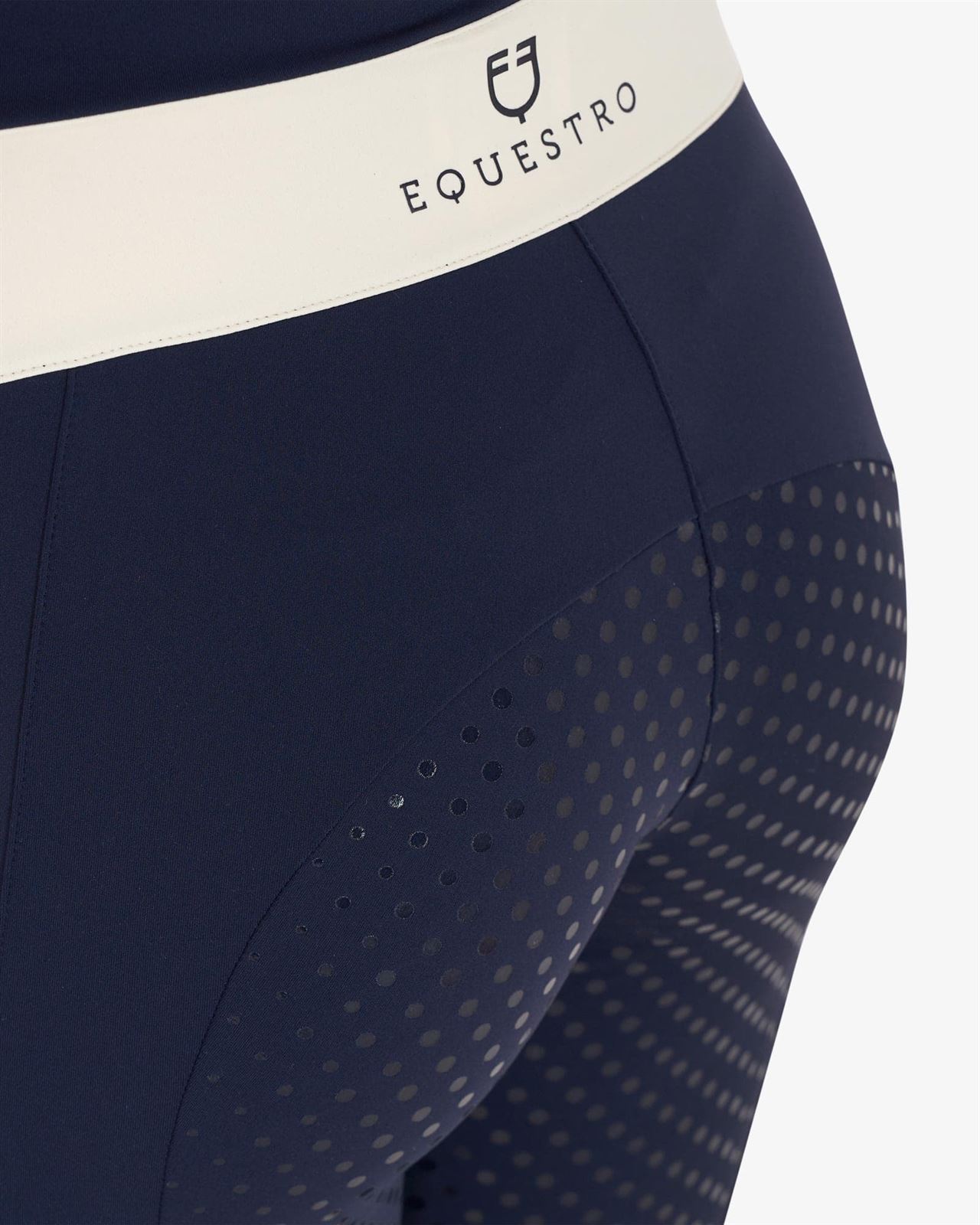 Legging EQUESTRO mujer, grip en culera color azul marino/beige - Imagen 8