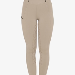 Legging EQUESTRO mujer, grip en culera color beige/negro - Imagen 2