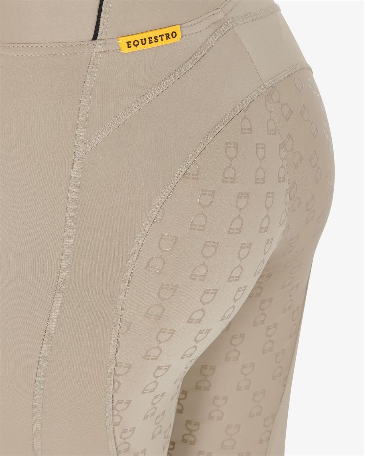 Legging EQUESTRO mujer, grip en culera color beige/negro - Imagen 5