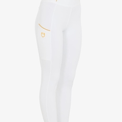 Legging EQUESTRO mujer, grip en culera color blanco/amarillo TALLA XS - Imagen 1