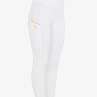 Legging EQUESTRO mujer, grip en culera color blanco/amarillo TALLA XS - Imagen 1