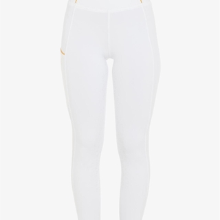 Legging EQUESTRO mujer, grip en culera color blanco/amarillo TALLA XS - Imagen 2