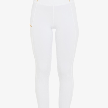 Legging EQUESTRO mujer, grip en culera color blanco/amarillo TALLA XS - Imagen 2