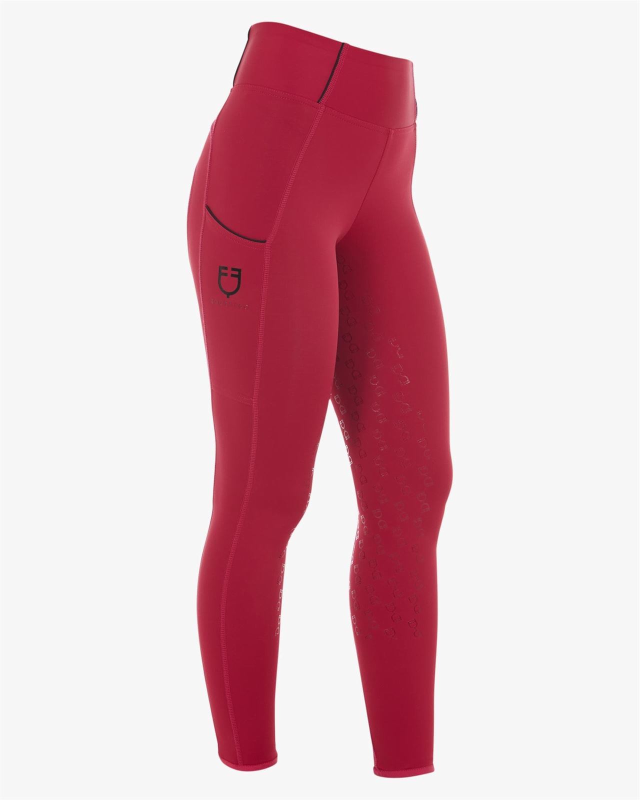Legging EQUESTRO mujer, grip en culera color granate/negro - Imagen 1