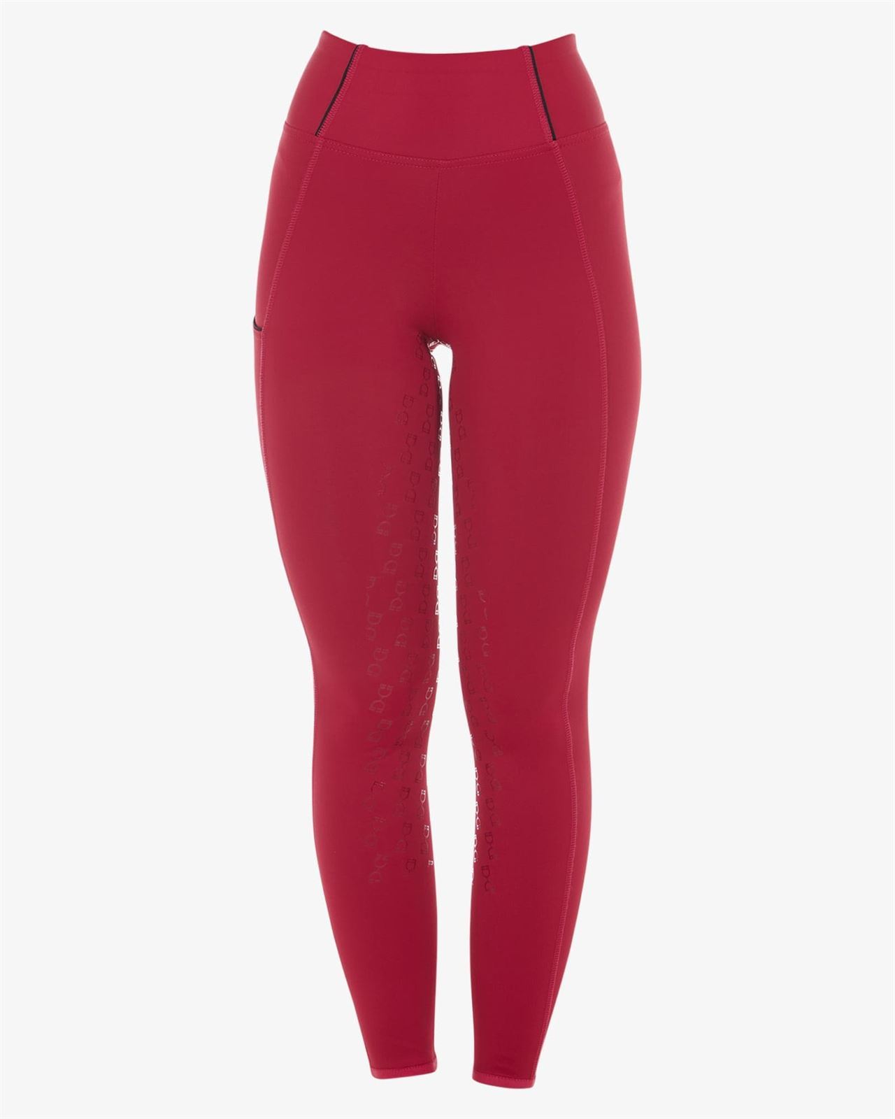 Legging EQUESTRO mujer, grip en culera color granate/negro - Imagen 2