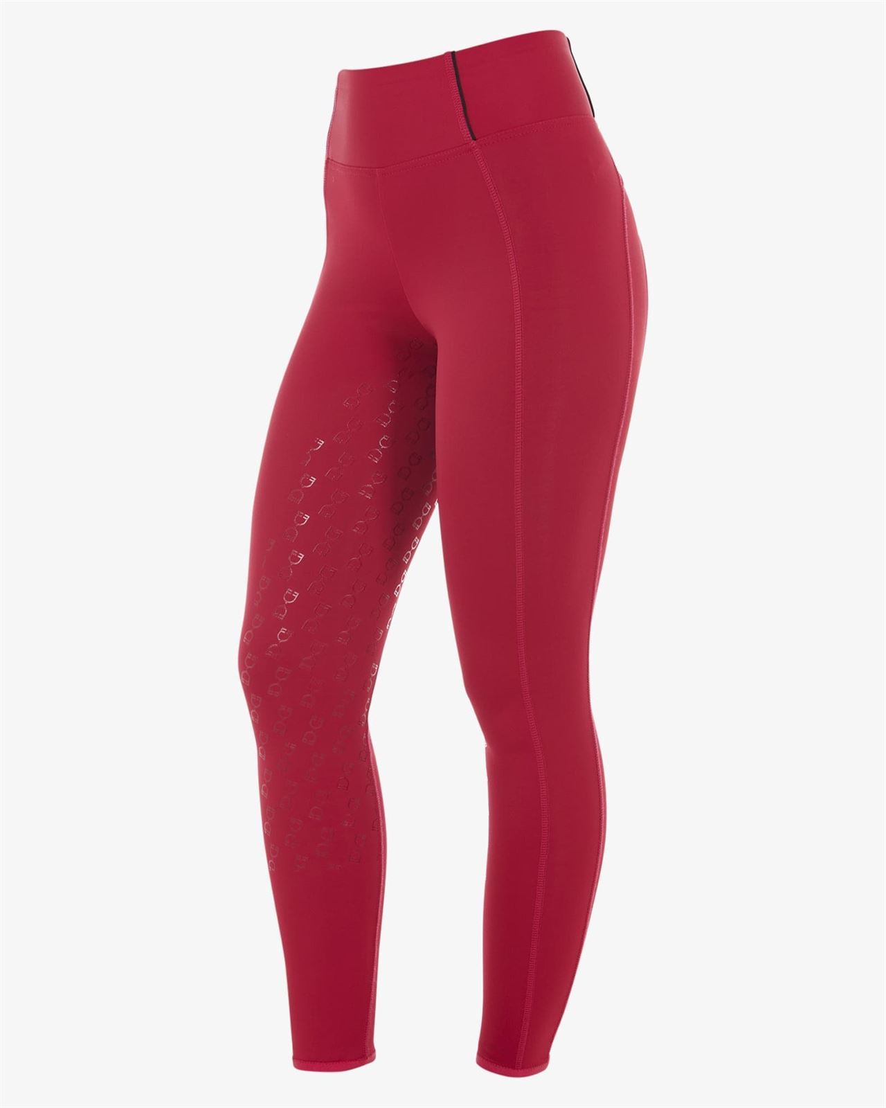Legging EQUESTRO mujer, grip en culera color granate/negro - Imagen 4