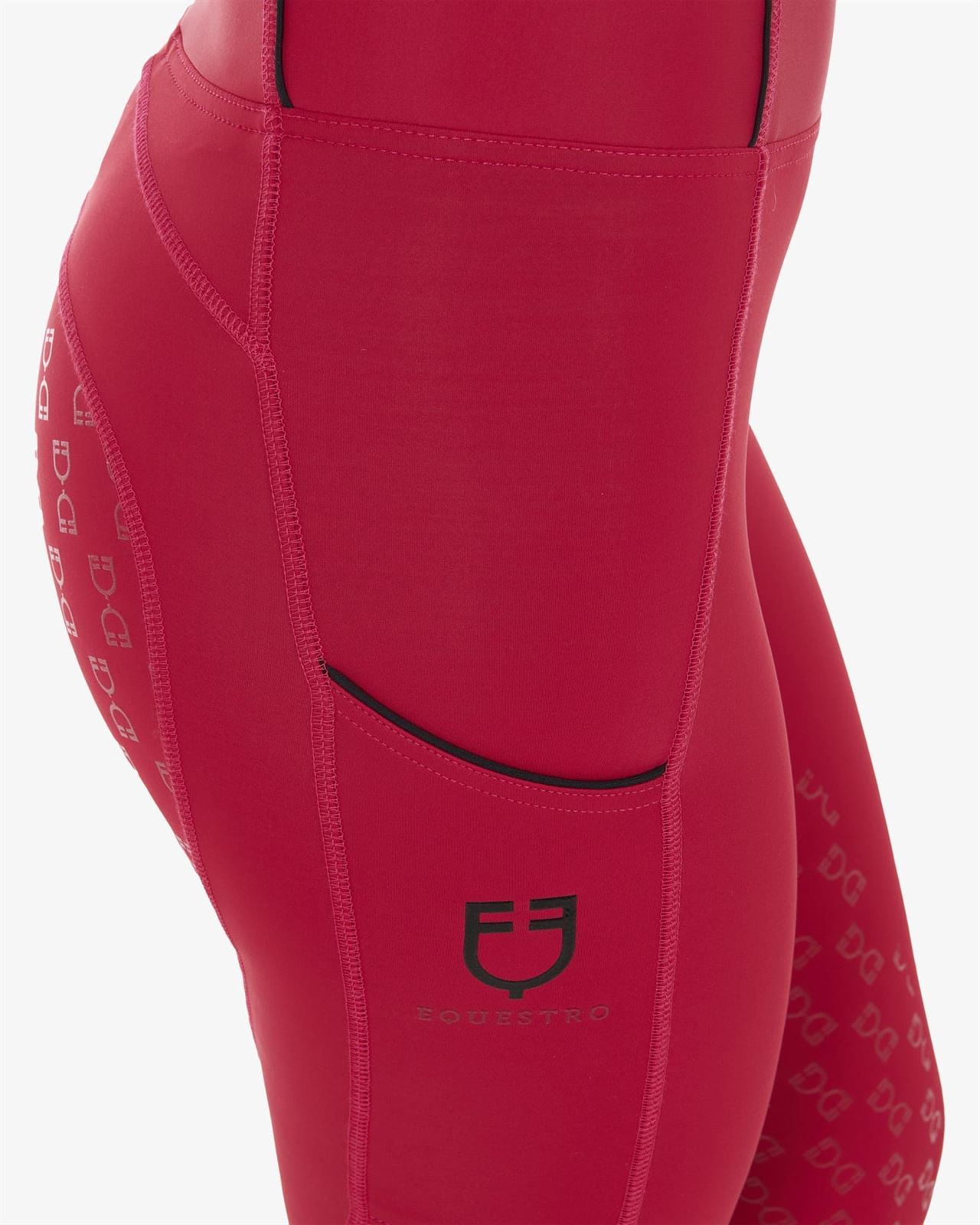 Legging EQUESTRO mujer, grip en culera color granate/negro - Imagen 5