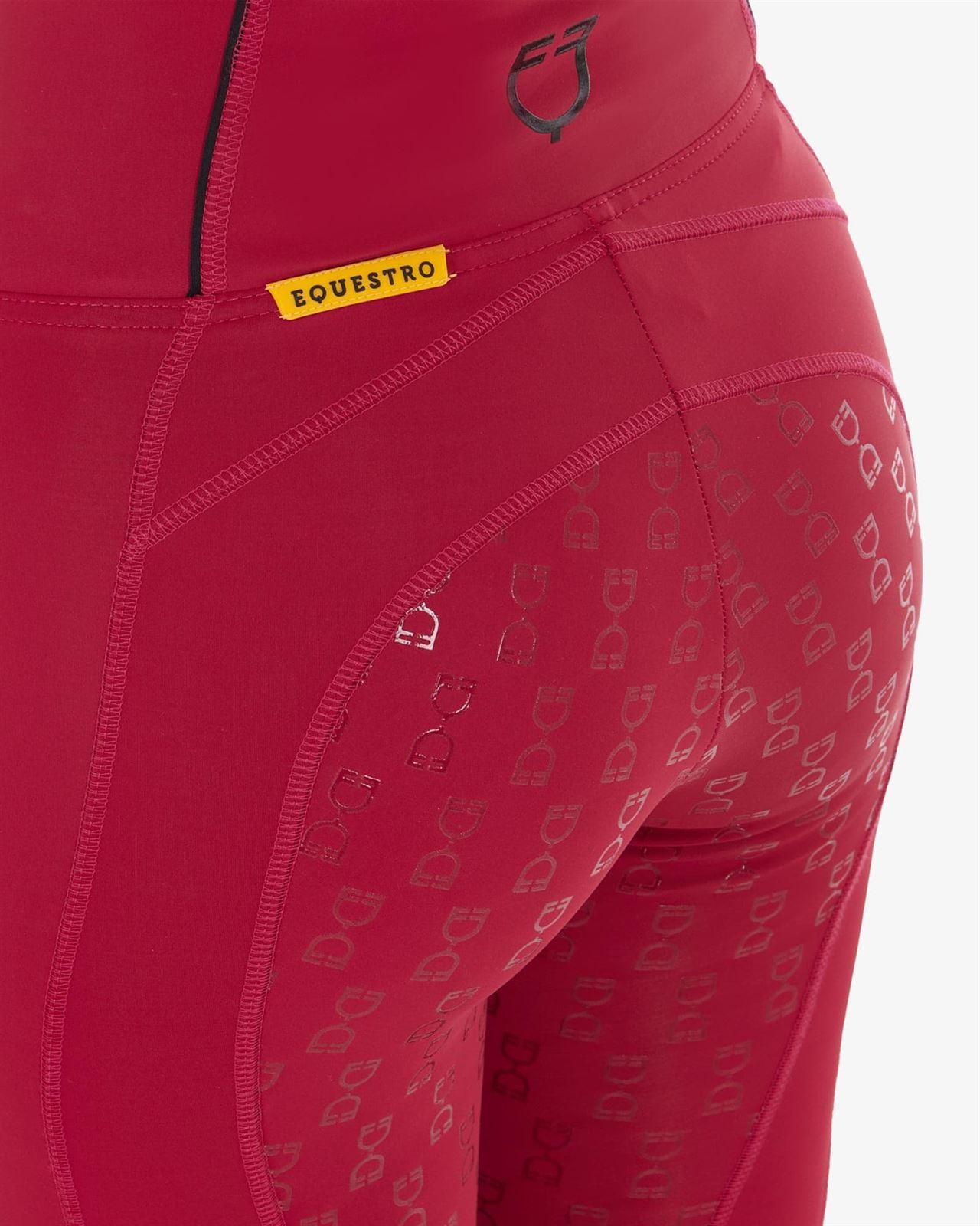 Legging EQUESTRO mujer, grip en culera color granate/negro - Imagen 7