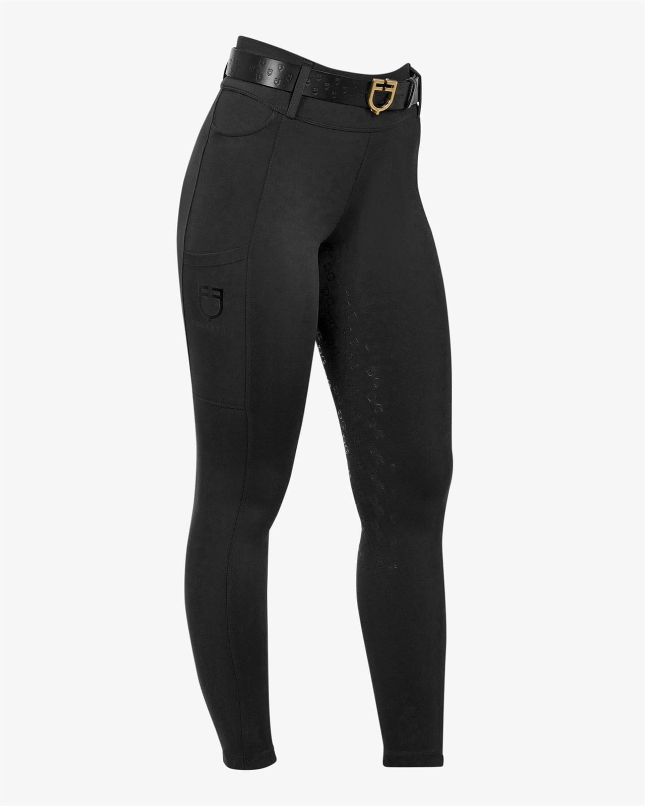 Legging EQUESTRO mujer, grip en culera color negro - Imagen 1