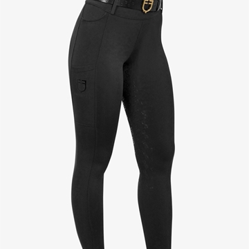 Legging EQUESTRO mujer, grip en culera color negro - Imagen 1