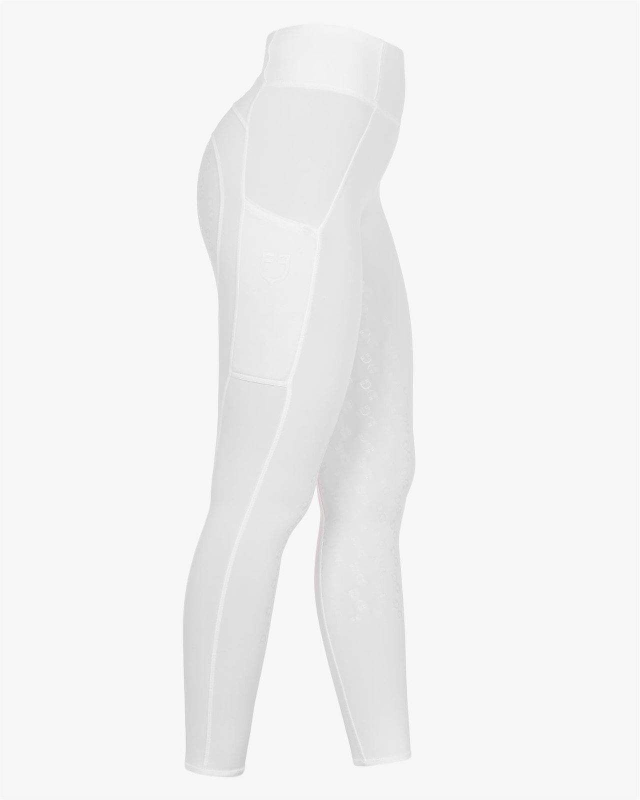 Legging EQUESTRO mujer, grip en culera color TOTAL WHITE (blanco) - Imagen 1