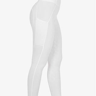 Legging EQUESTRO mujer, grip en culera color TOTAL WHITE (blanco) - Imagen 1