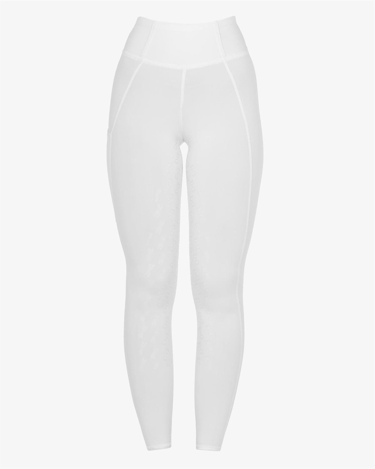 Legging EQUESTRO mujer, grip en culera color TOTAL WHITE (blanco) - Imagen 2