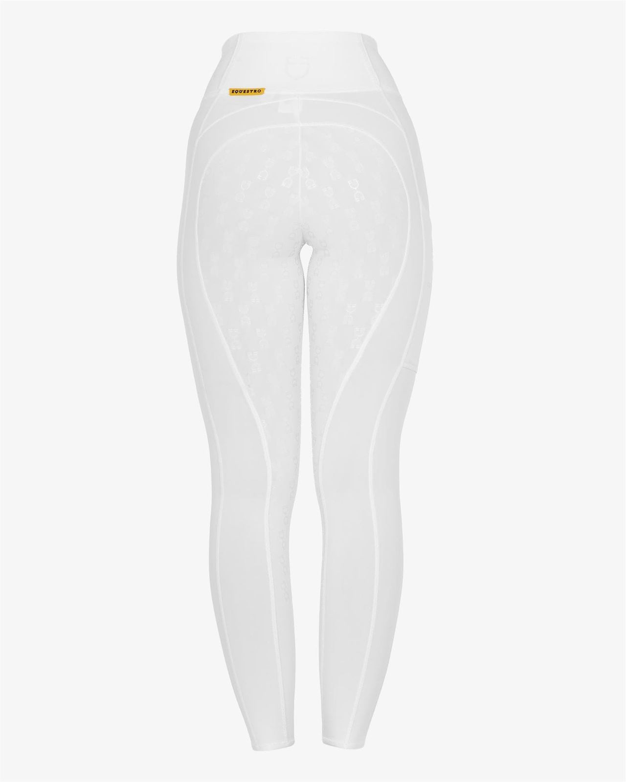 Legging EQUESTRO mujer, grip en culera color TOTAL WHITE (blanco) - Imagen 3