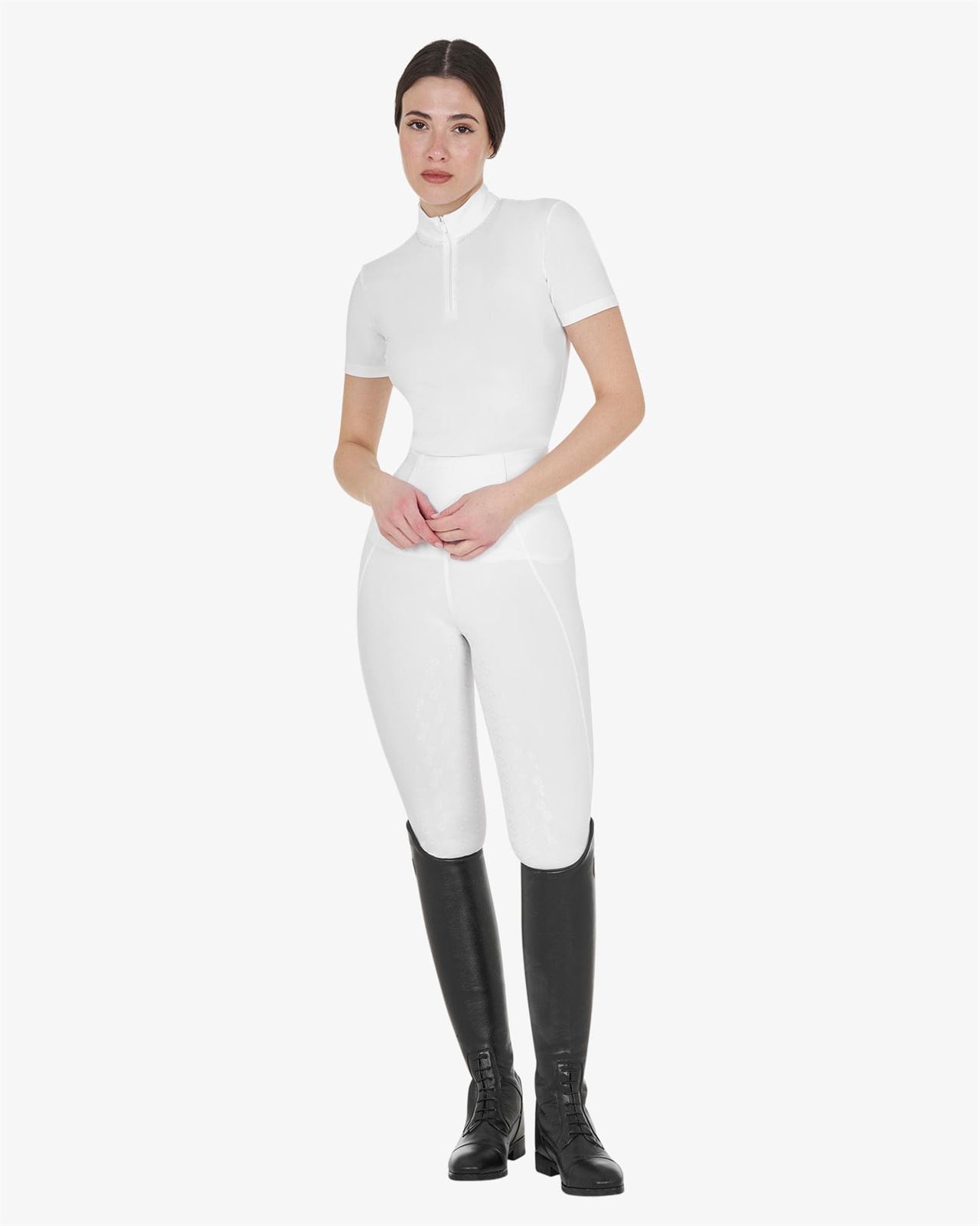 Legging EQUESTRO mujer, grip en culera color TOTAL WHITE (blanco) - Imagen 7