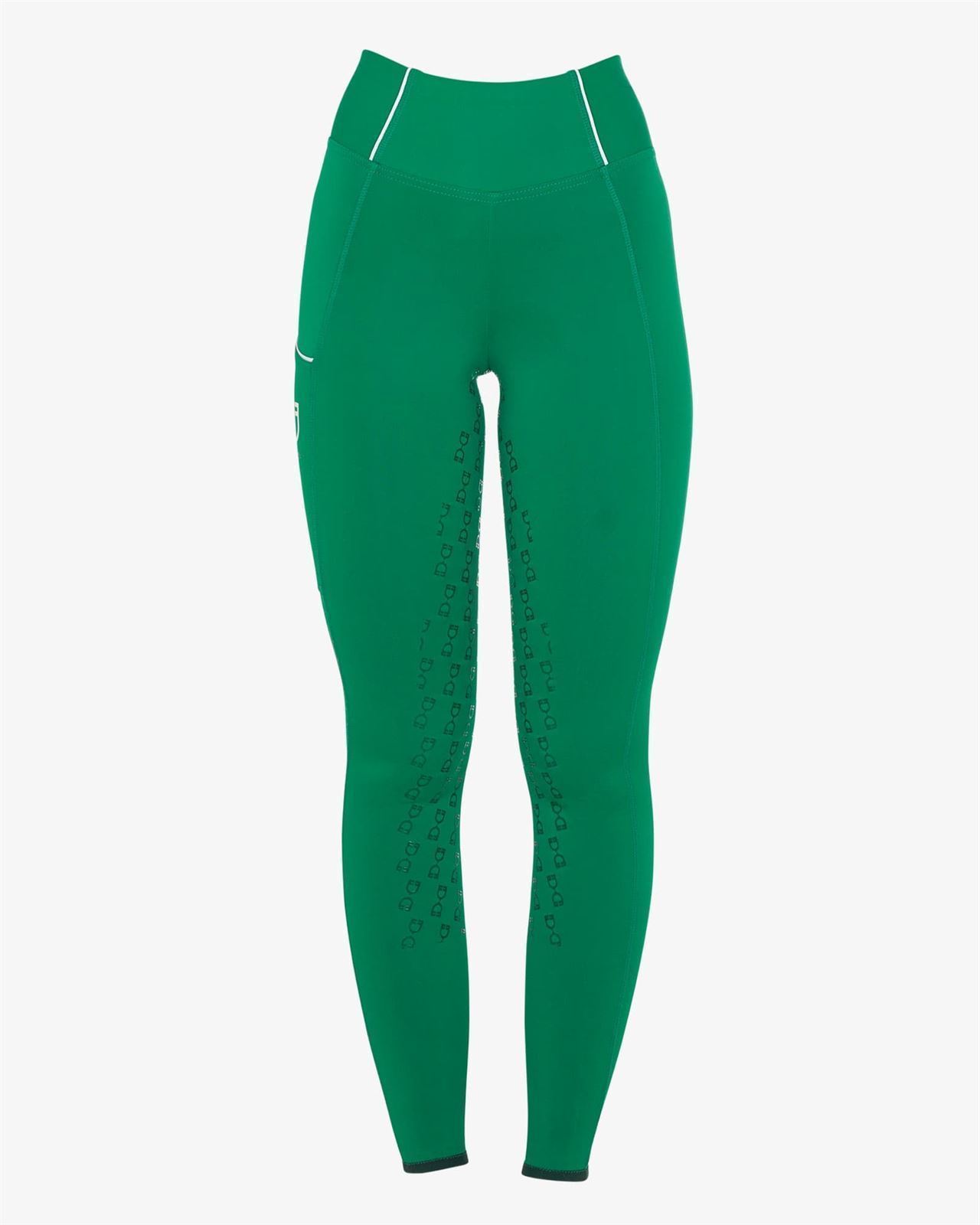 Legging EQUESTRO mujer, grip en culera color verde/blanco TALLA XS - Imagen 2