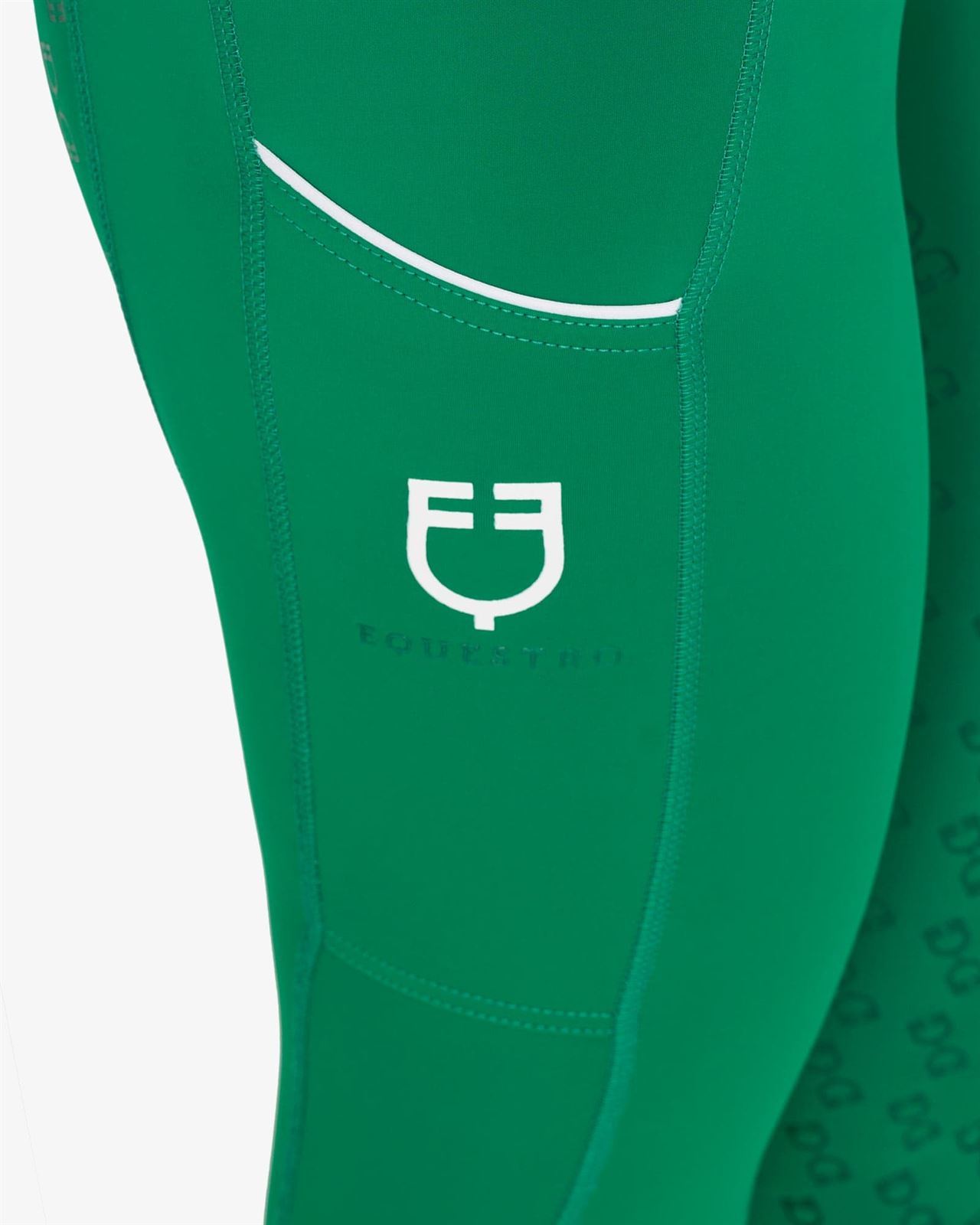 Legging EQUESTRO mujer, grip en culera color verde/blanco - Imagen 4