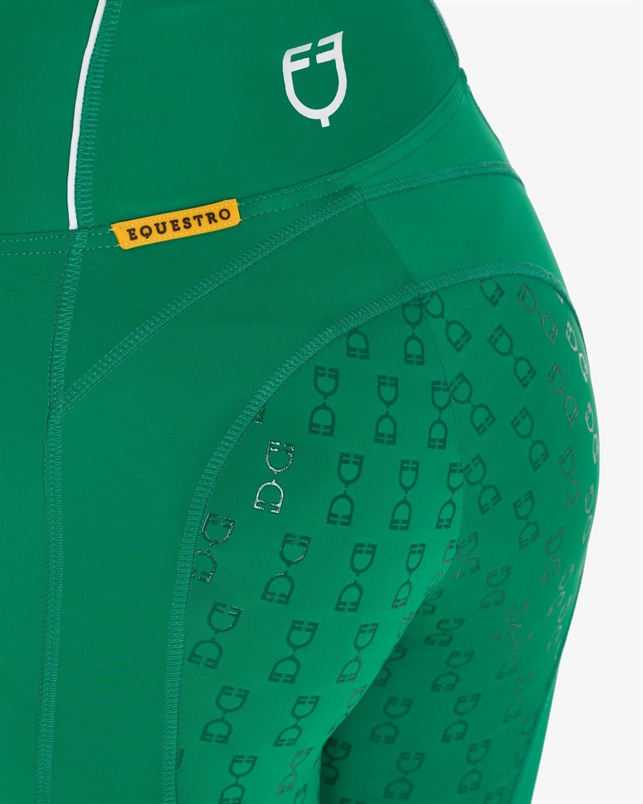 Legging EQUESTRO mujer, grip en culera color verde/blanco - Imagen 6