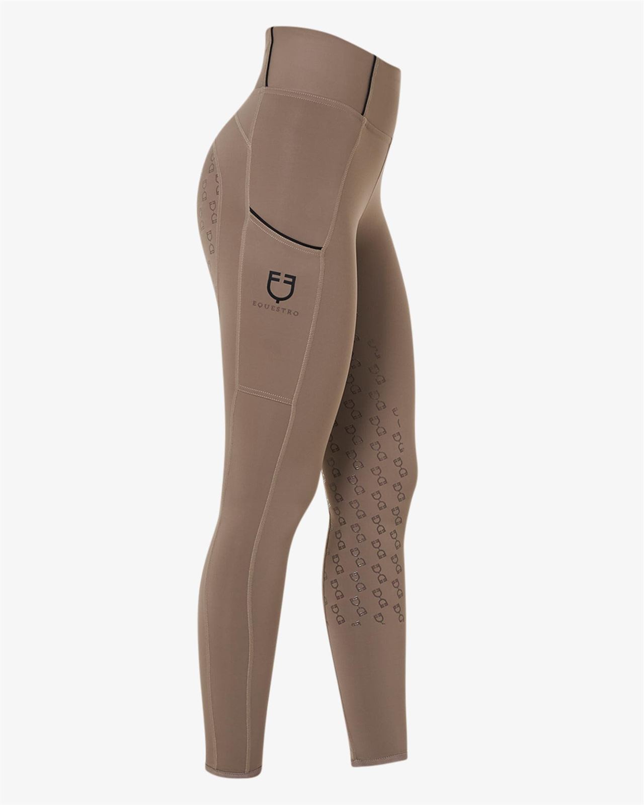 Legging EQUESTRO mujer, grip en culera color walnut/negro - Imagen 1