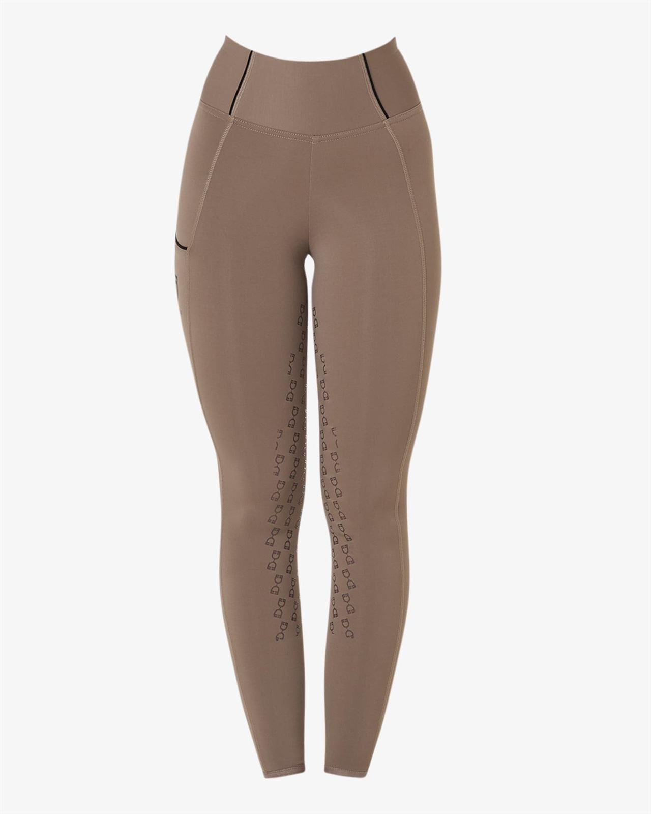 Legging EQUESTRO mujer, grip en culera color walnut/negro - Imagen 2
