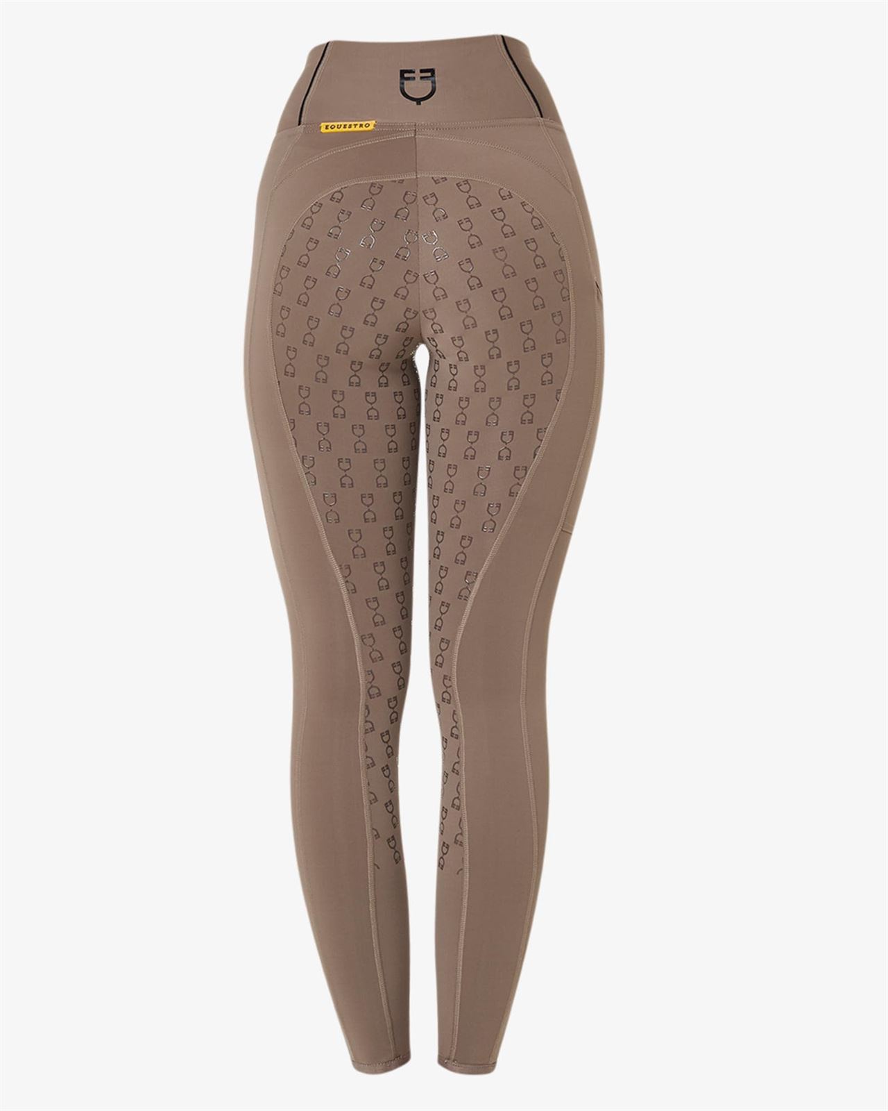 Legging EQUESTRO mujer, grip en culera color walnut/negro - Imagen 3