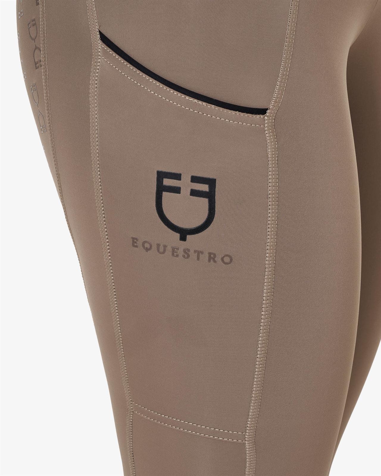 Legging EQUESTRO mujer, grip en culera color walnut/negro - Imagen 5