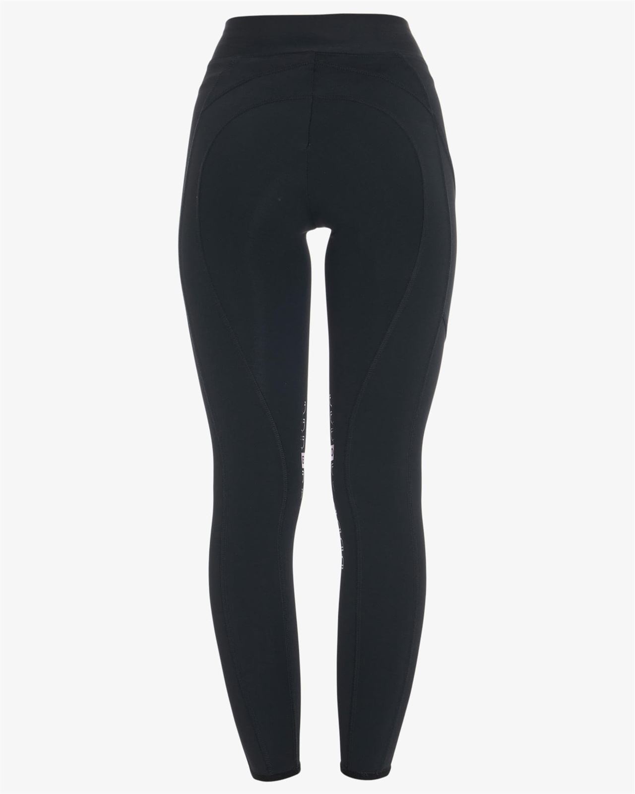 Legging EQUESTRO mujer, grip en rodilla color negro/lila - Imagen 7