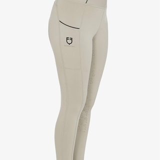 Legging EQUESTRO niña, grip en culera color beige/negro - Imagen 1