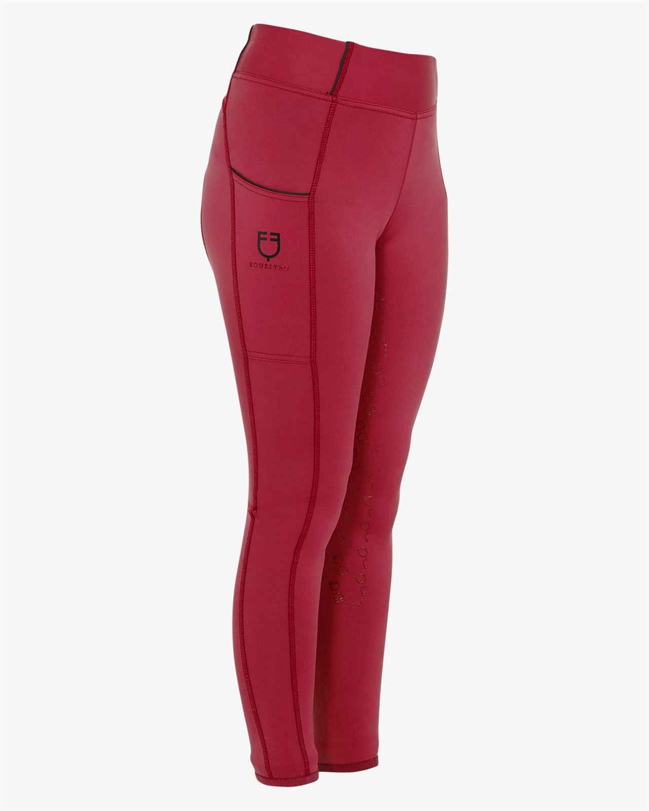 Legging EQUESTRO niña, grip en culera color granate/negro - Imagen 1