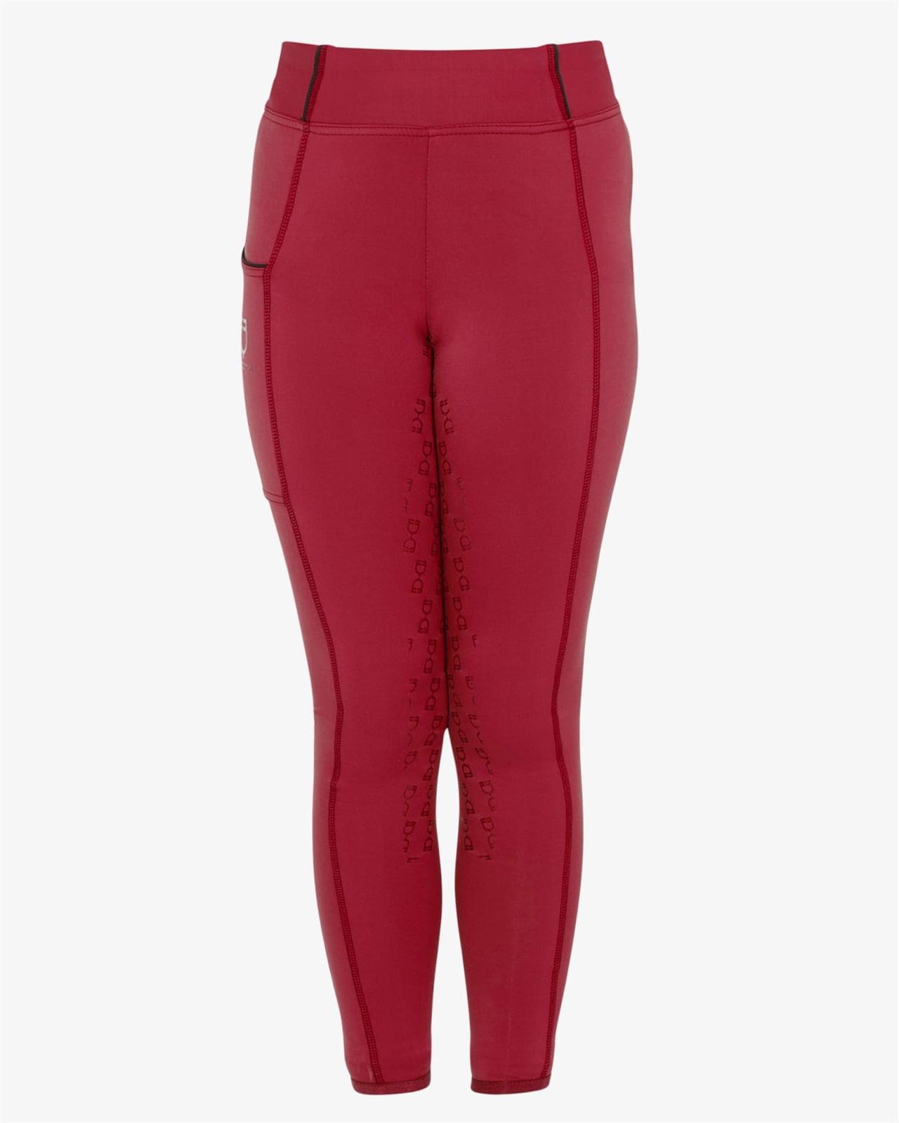 Legging EQUESTRO niña, grip en culera color granate/negro - Imagen 2